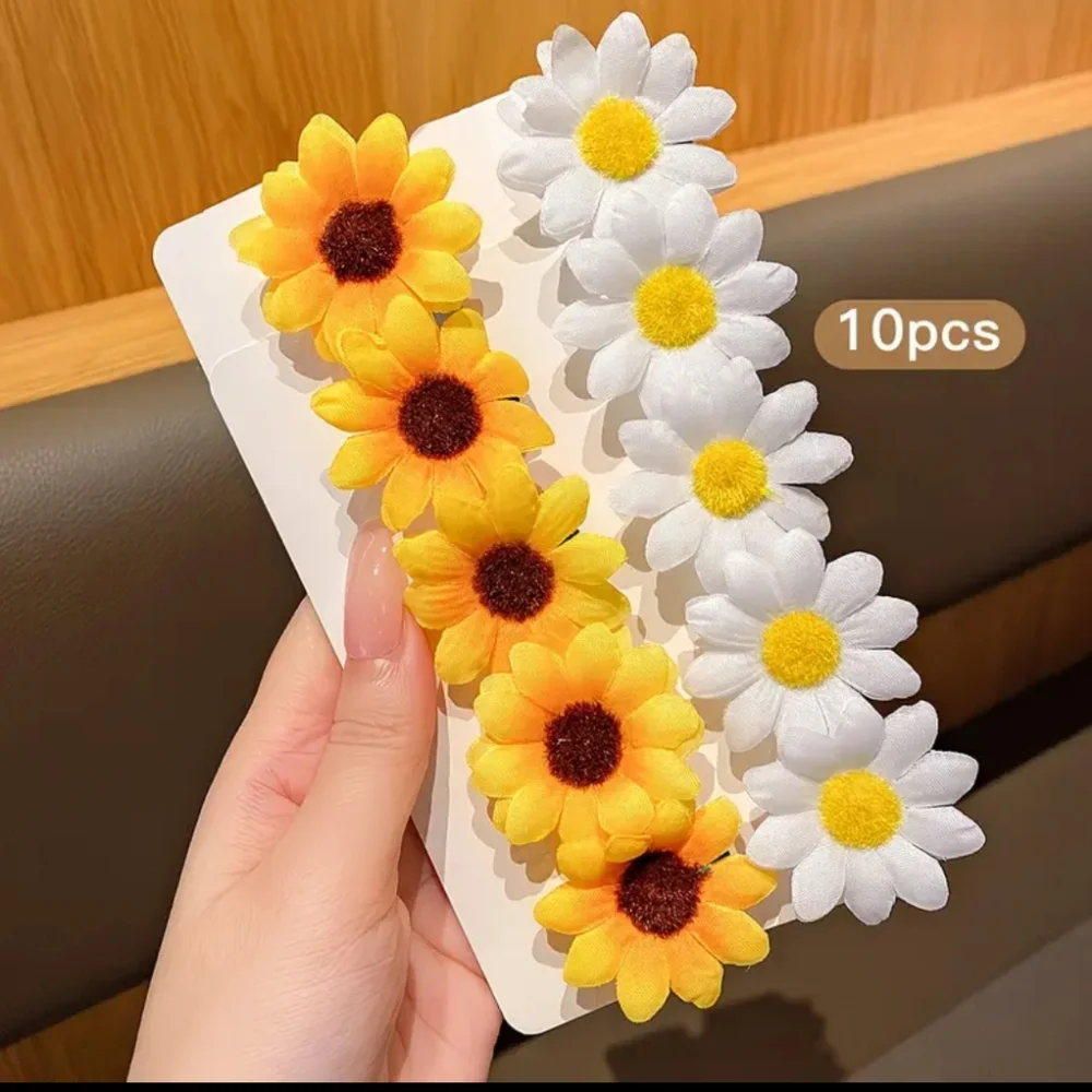 10pcs Hair Clips/Barrettes Set - Yellow & White Flower Clips (OS) NWT!